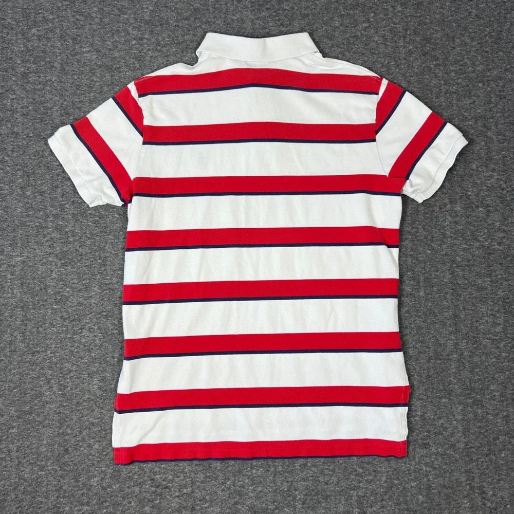 Vintage Polo Ralph Lauren Polo Shirt Men's Large Red White Striped Custom Fit